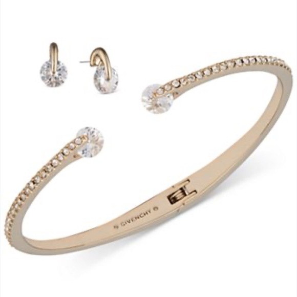✨Givenchy - 2-Pc. Set Crystal Cuff Bangle Bracelet & Matching Stud Earrings✨NWT✨ - Picture 2 of 16